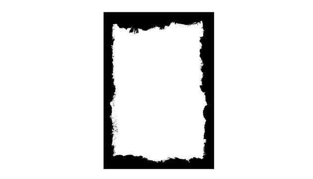 Hand Drawn Grunge Frame, Black Torn Edge Rectangle Border, Distressed Vertical Line Art Illustration