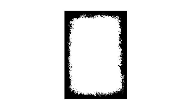 Hand Drawn Grunge Frame, Black Distressed Brushstroke Rectangle Border, Rough Inner Edge Line Art Illustration