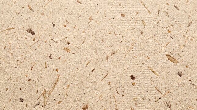 Full page textured recycled paper background with visible plant fibers and natural pulp flecks