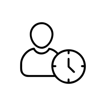 person icon with clock in linear style flat design suitable for web.