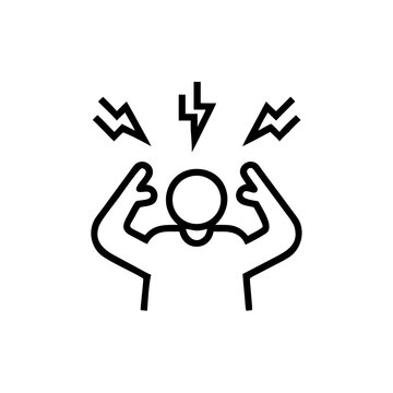 Stressed person with lightning bolts icon vector transparent background.