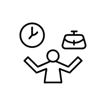 Multitasking icon in line style, time and work balance sign, vector graphic.