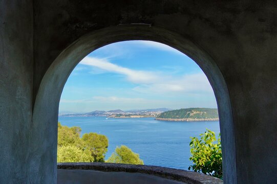 View of procida island from Ischia, Italy