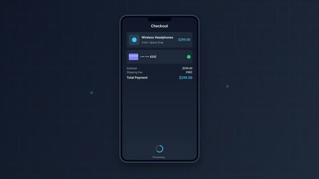 Mobile App Checkout Process and Order Success Animation