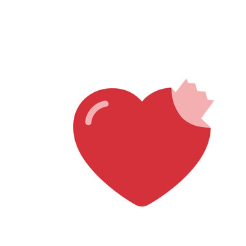 Red heart with a bite mark