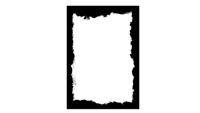 Hand Drawn Grunge Frame, Black Torn Edge Rectangle Border, Distressed Vertical Line Art Illustration