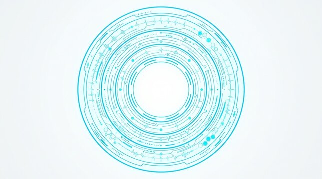 Abstract green circular pattern with geometric lines and concentric rings forming a modern techno design element