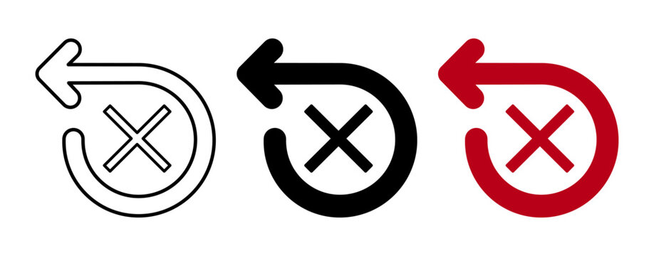 cross mark circular arrow icon set vector illustration for interface app design