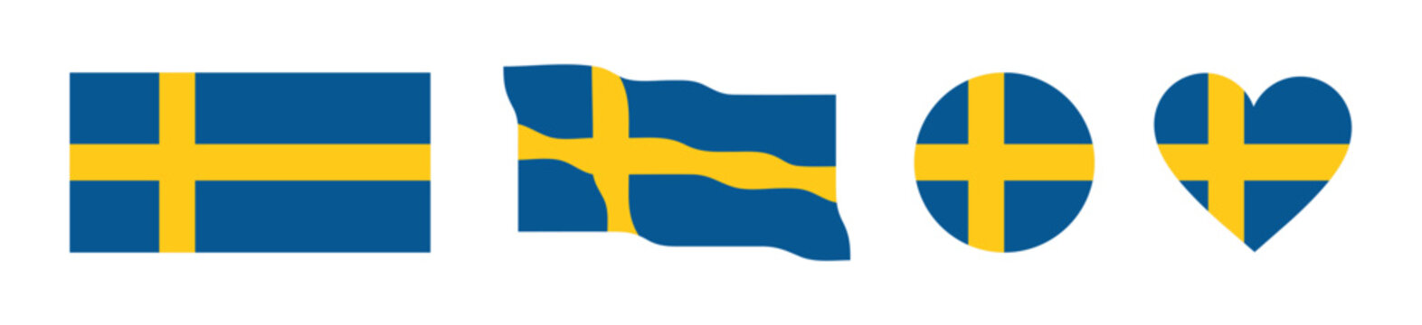 Sweden Flag Icon Set in Various Shapes