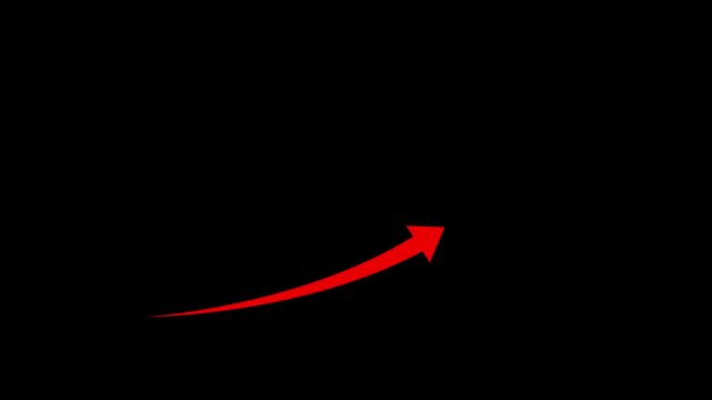 Black color arrow rising transparent channel. Abstract arrow growth chart of economy icon Black color animated down to up arrow animation.