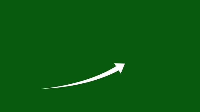 White color arrow rising transparent channel. Abstract arrow growth chart of economy icon White color animated down to up arrow animation.