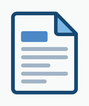 A simple flat design icon representing a document file with text lines and a folded corner
