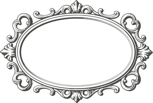 vintage ornate oval frame border with intricate floral and swirl decorative elements