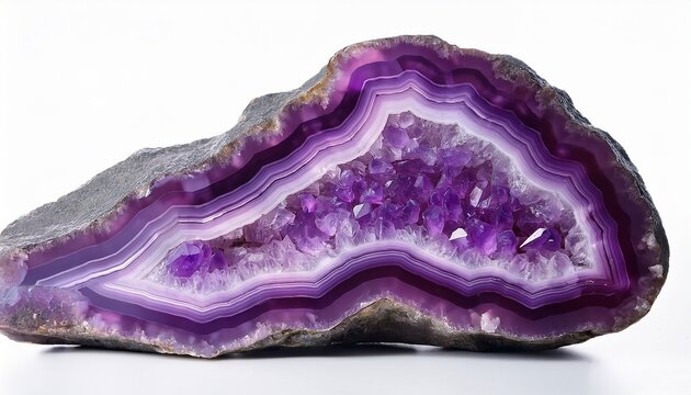 Amethyst Crystal Druse Geode With Isolated White Background Gemstone Macro Detail Close Up Pink And Purple