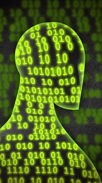 npc character revealed as part of a digital simulation with binary code
