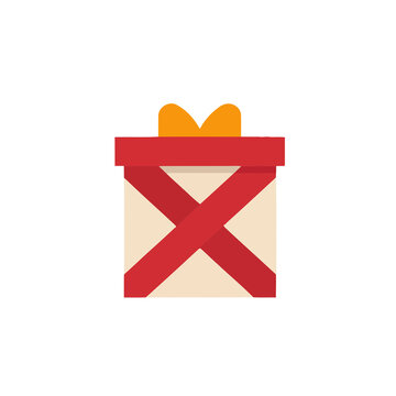 Gift box with red ribbon and orange bow