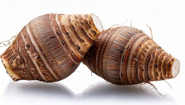 Two Taro Roots Isolated On Transparent Background