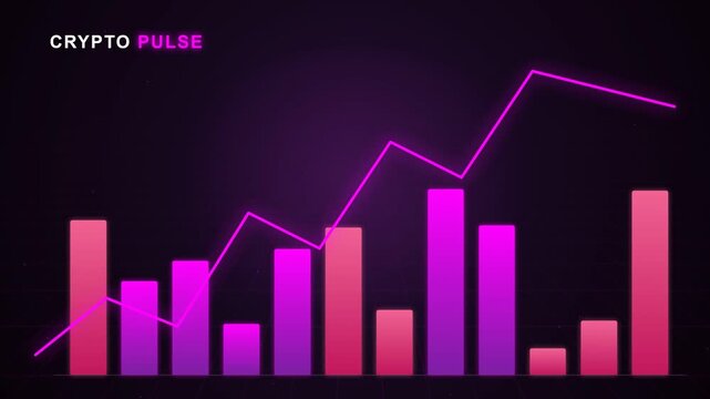 Digital cryptocurrency trading chart with neon pink data graphs