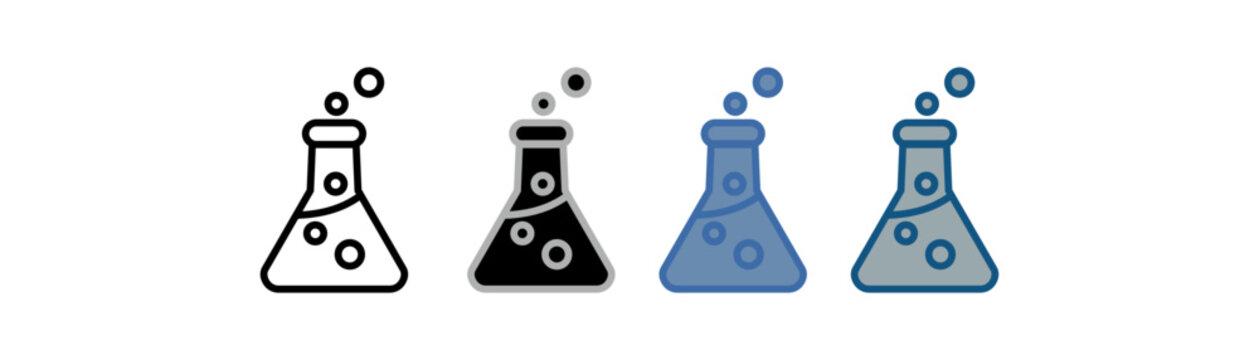 Chemical icon set (multi-style collection) featuring a chemical test tube design.