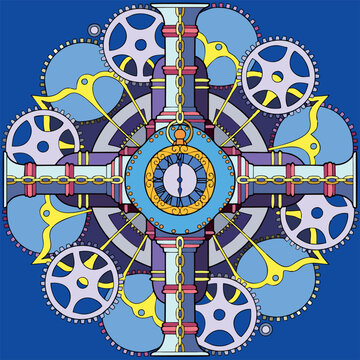 Colorful Mechanical Gears and Clockwork Design