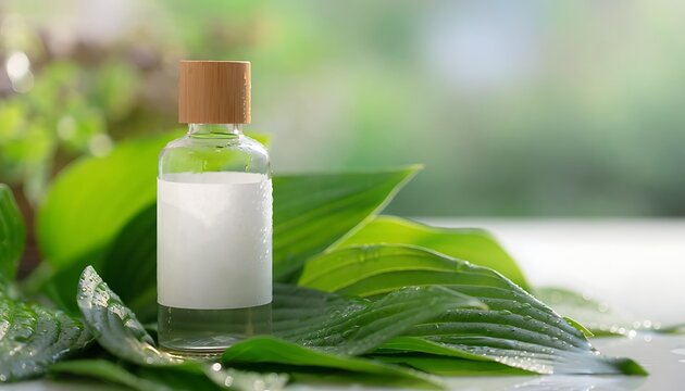 Glass bottle with brown cap on grass