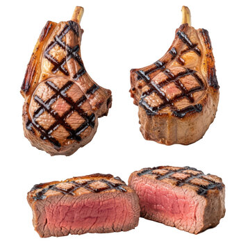 Grilled lamb chops and steak cuts