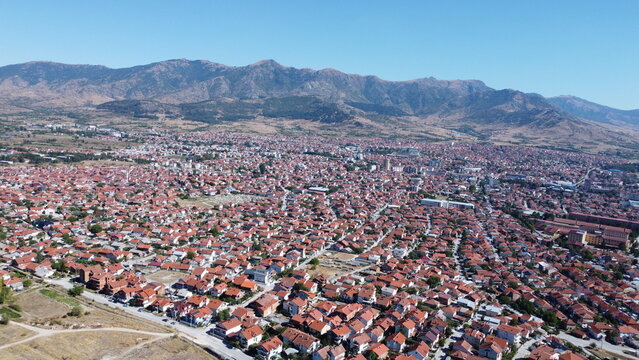 Aerial view of Prilep, North Macedonia