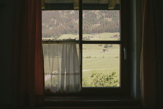 Mountain view from the window in Dolomites