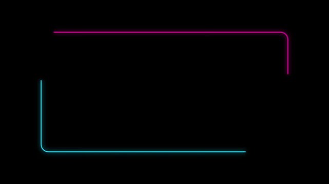 Glowing Cyan Magenta Neon Line Rectangle Frame Motion Graphic Loop