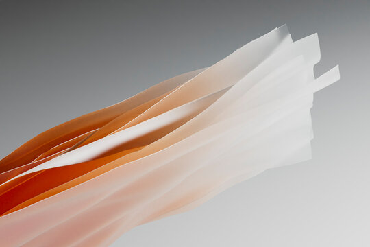 3D Render of Orange and White Flowing Abstract Layers