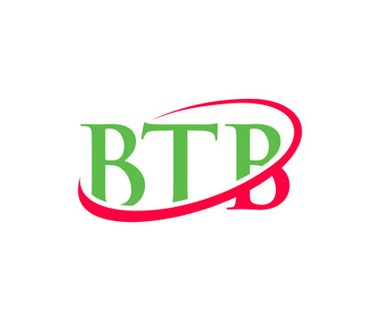 Green BTB letters with a dynamic red swoosh on a clean white background, representing a brand or logo.