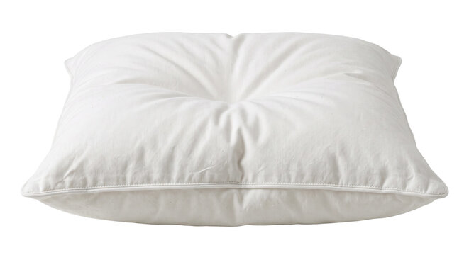 Soft white square pillow with a textured fabric surface is presented on a clean white background, ready for comfort