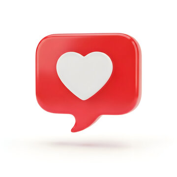 Red speech bubble with heart icon