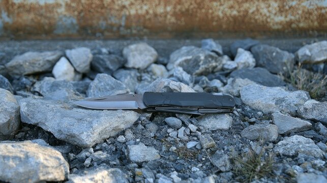 Pocket knife, rubber grip, opens on stones