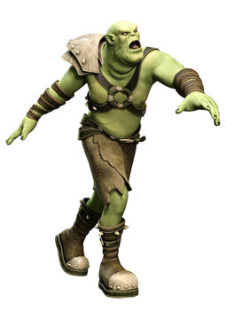 3D Rendering Fantasy Creature Orc on White