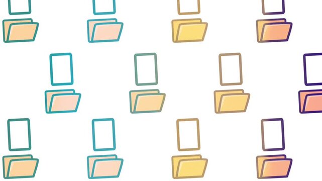 Seamless looping animation of folder-with-document icons arranged in a repeating grid pattern.