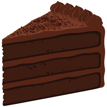 Delicious Layered Chocolate Cake Slice With Frosting And Shavings