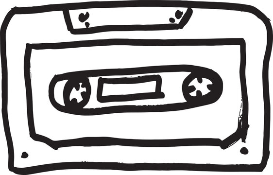 vector, drawing of a cassette tape made with a marker pen