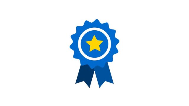 Award animated icon on transparent background with alpha channel. Animated star reward ribbon badge icon. Animated quality award ribbon badge. 4k video