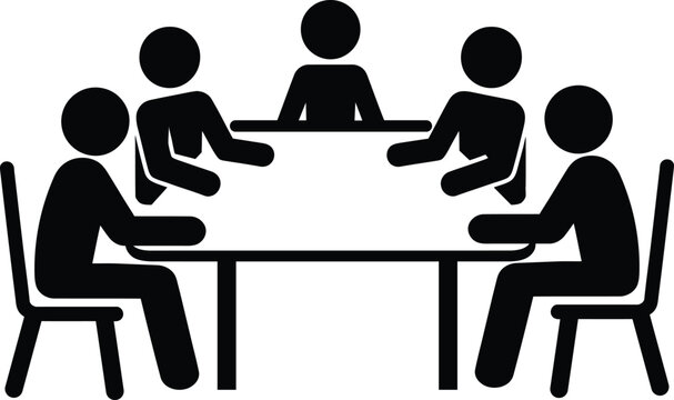 Five people having a business meeting around a table in a conference setting