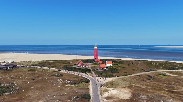 Aerial view of the lighthouse on Texel in the Netherlands