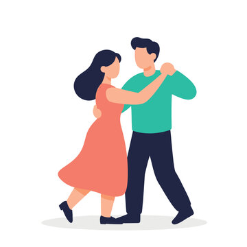 A man and woman are shown dancing closely together in a celebratory moment.