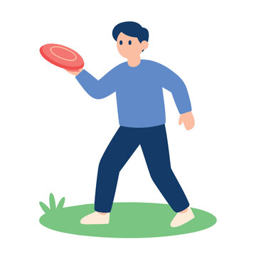 A person in casual clothing plays frisbee on a sunny day with green grass.