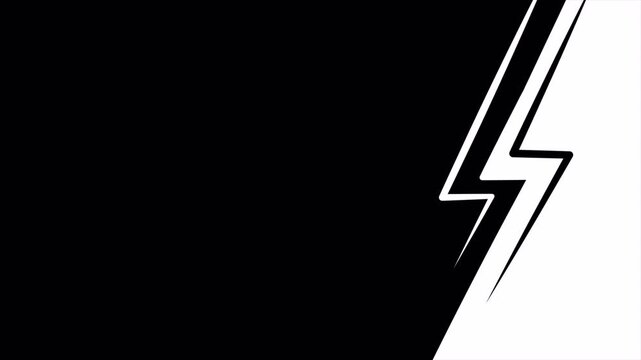 Abstract Black and White Lightning Bolt Split Screen Background.
