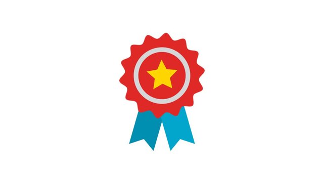 Award animated icon on transparent background with alpha channel. Animated star reward ribbon badge icon. Animated quality award ribbon badge. 4k video