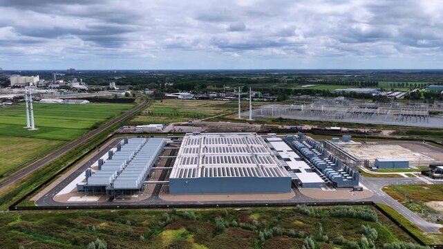 Aerial view of a large data center in Groningen, the Netherlands