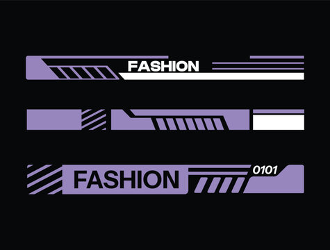 Futuristic cyberpunk lower third banner design set featuring purple and white geometric shapes and typography