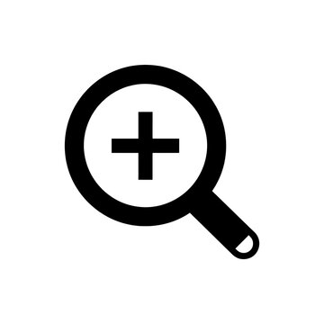 Magnifying glass icon with plus sign for search or add functionality