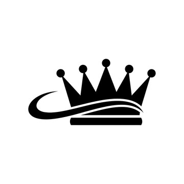 Modern crown icon with curved ribbon design for branding and corporate logos