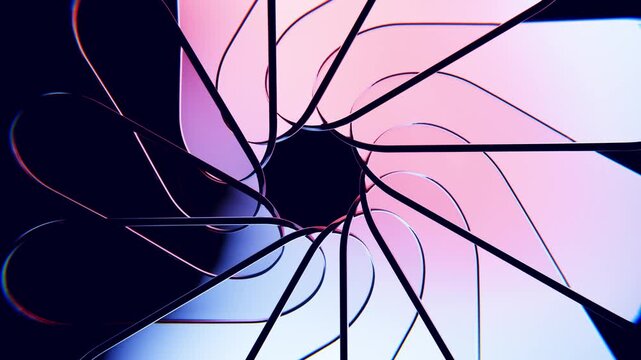 Dramatic abstract glass loop background with fractured reflections